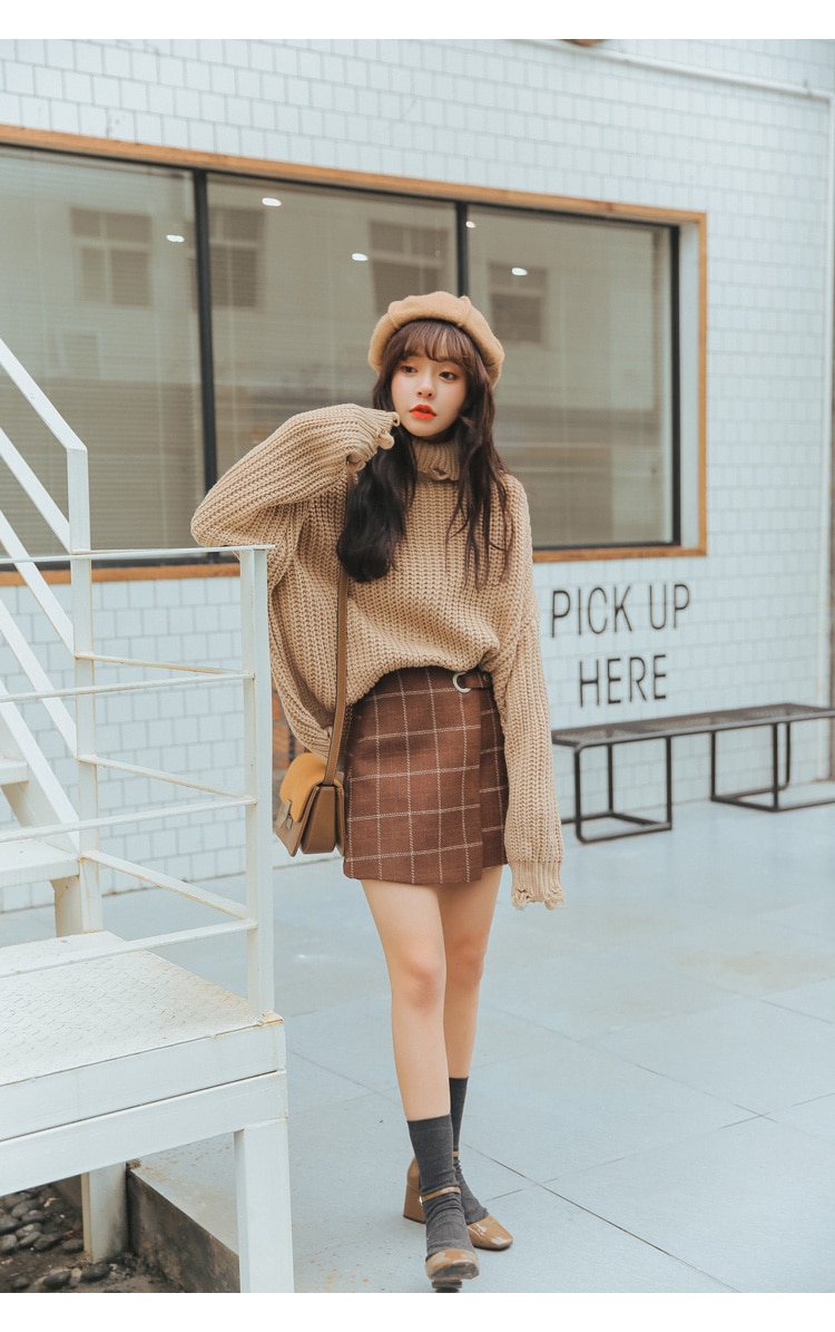 Woolen Vintage Plaid Skirt | ManiaShopp.Com